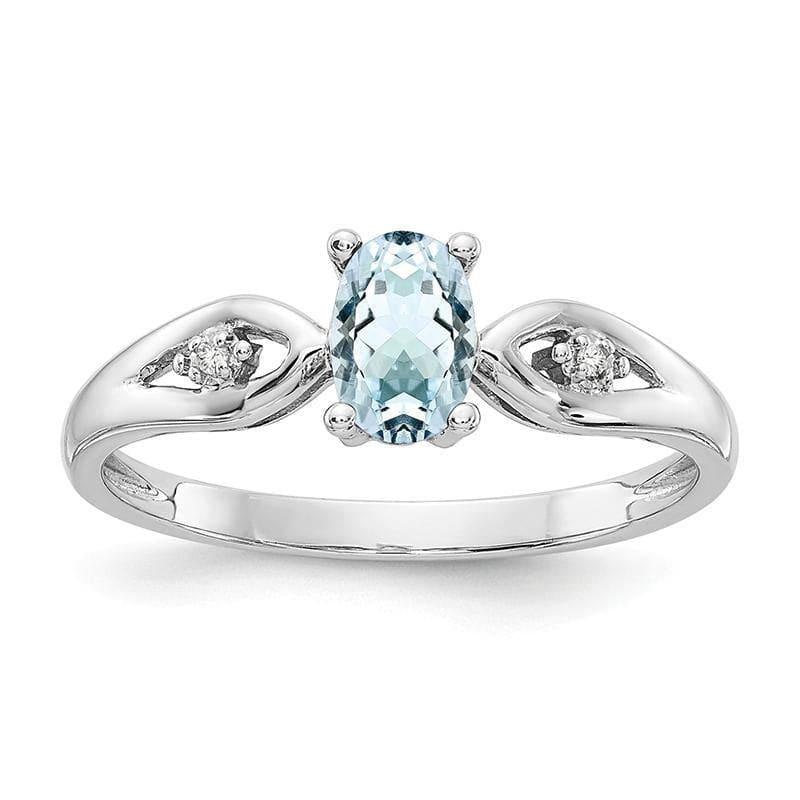 14k White Gold Aquamarine Diamond Ring - Seattle Gold Grillz