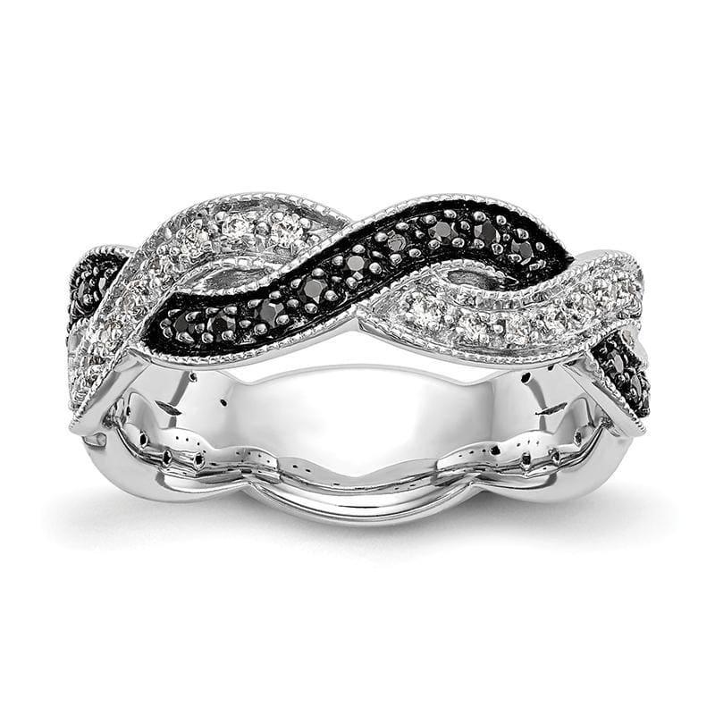 14K White Gold Black & White Band Mounting - Seattle Gold Grillz