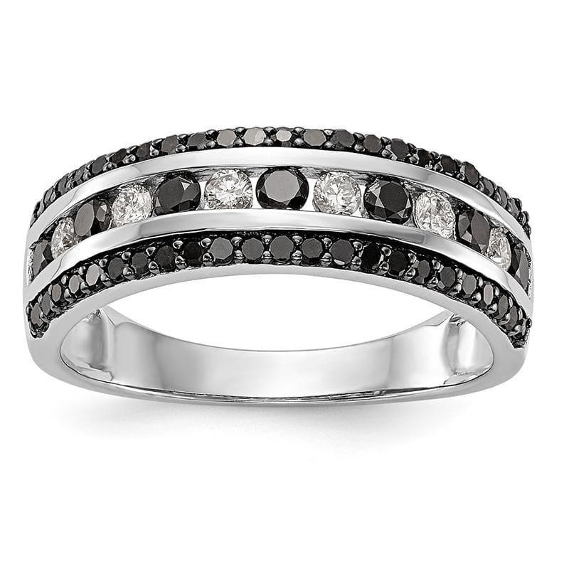 14k White Gold Black & White Band Mounting - Seattle Gold Grillz