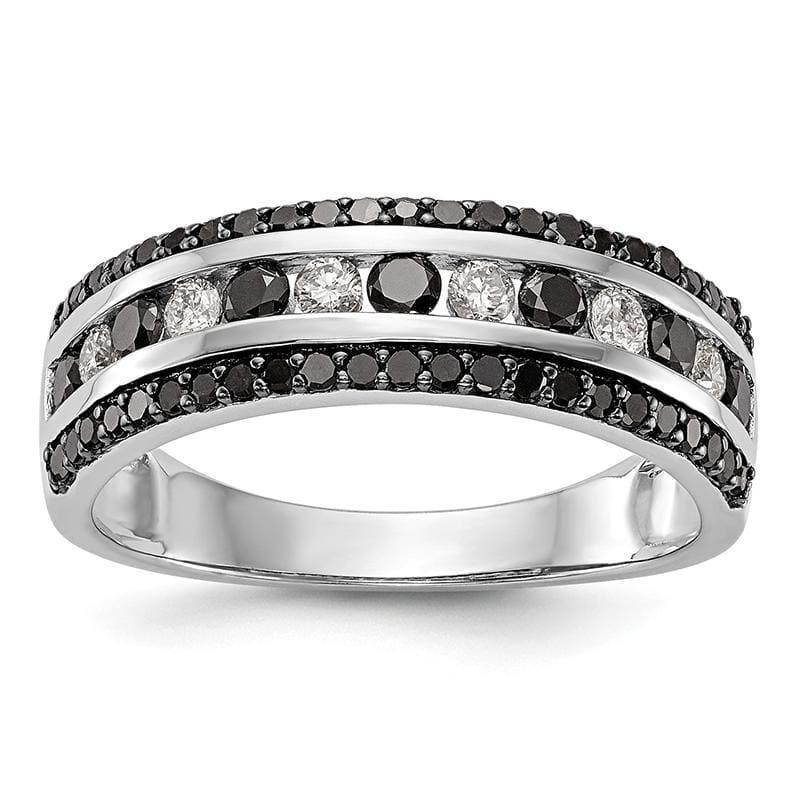 14k White Gold Black & White Diamond Band - Seattle Gold Grillz