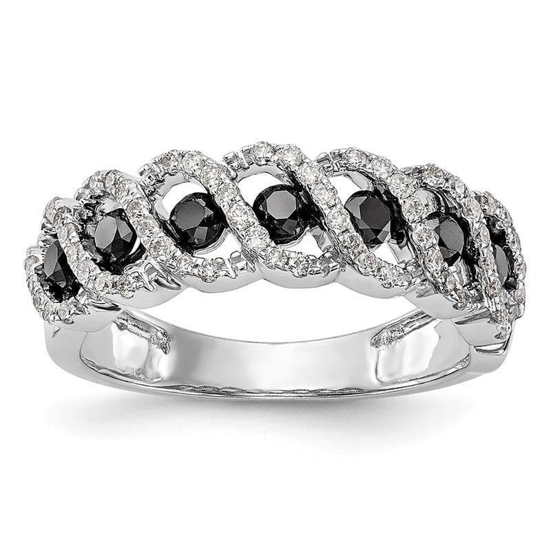 14k White Gold Black & White Diamond Band - Seattle Gold Grillz