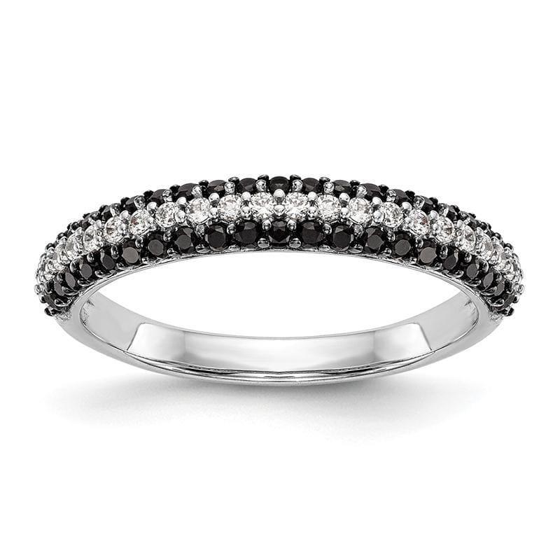 14K White Gold Black & White Diamond Band - Seattle Gold Grillz