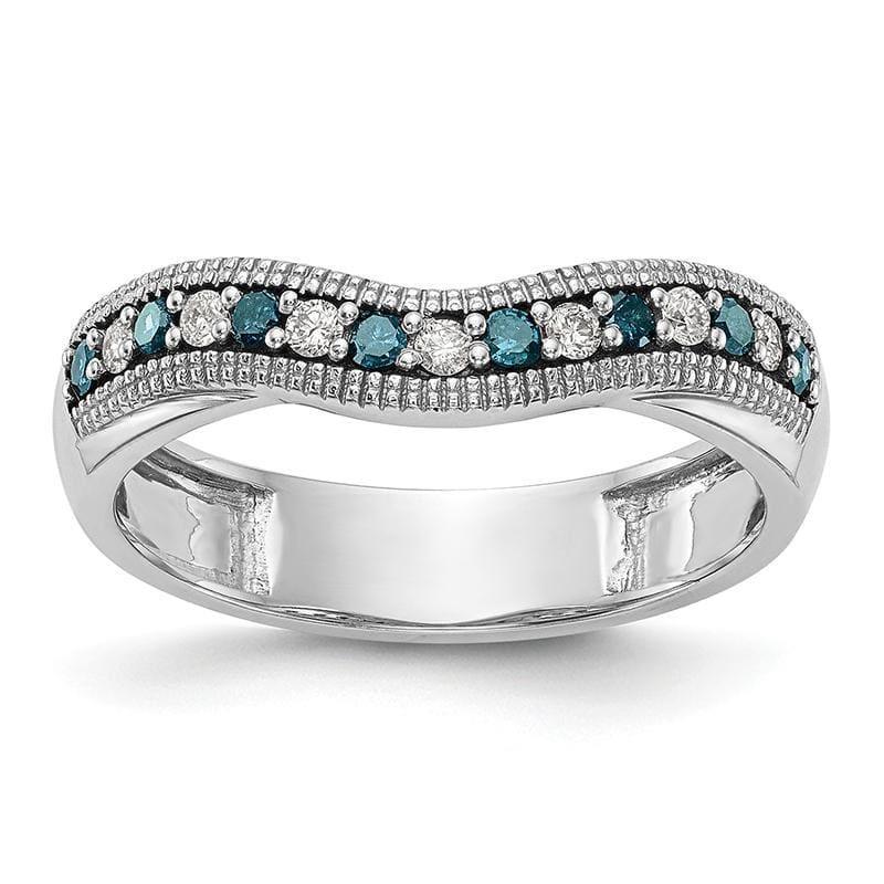 14k White Gold Blue & White Diamond Band - Seattle Gold Grillz