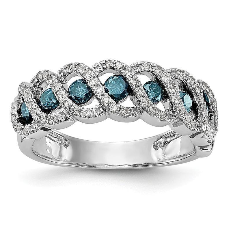 14k White Gold Blue & White Diamond Band - Seattle Gold Grillz