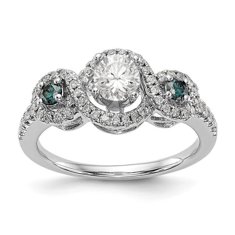 14k White Gold Blue & White Diamond Semi-Mount Engagement Ring - Seattle Gold Grillz