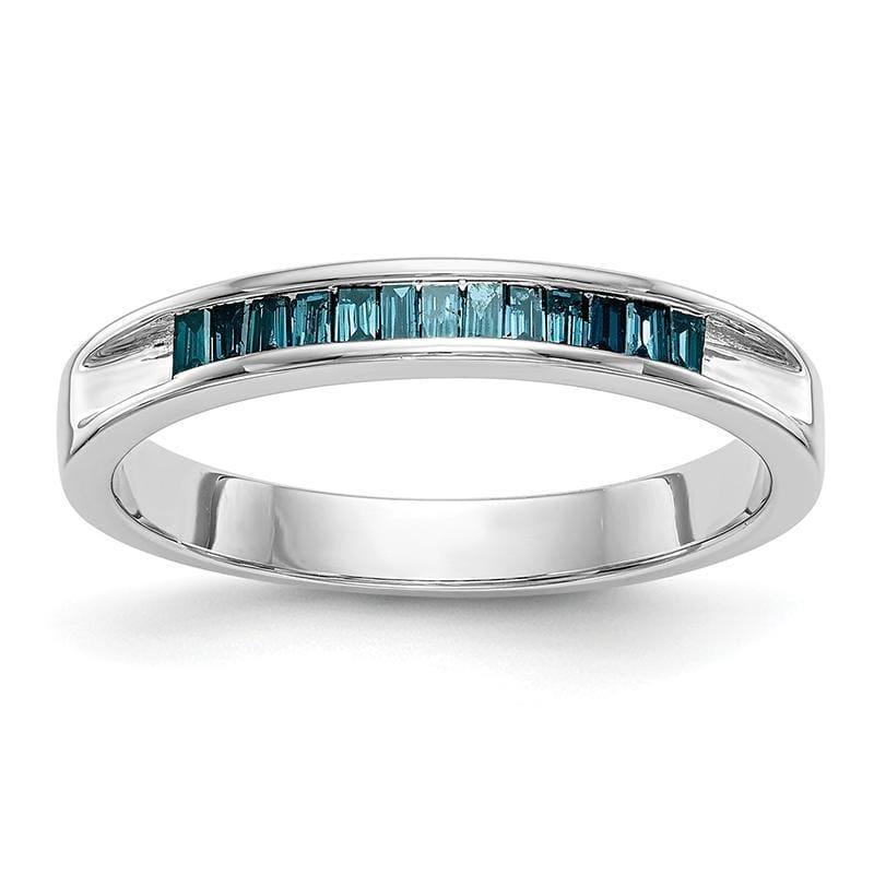 14k White Gold Blue Diamond Band - Seattle Gold Grillz