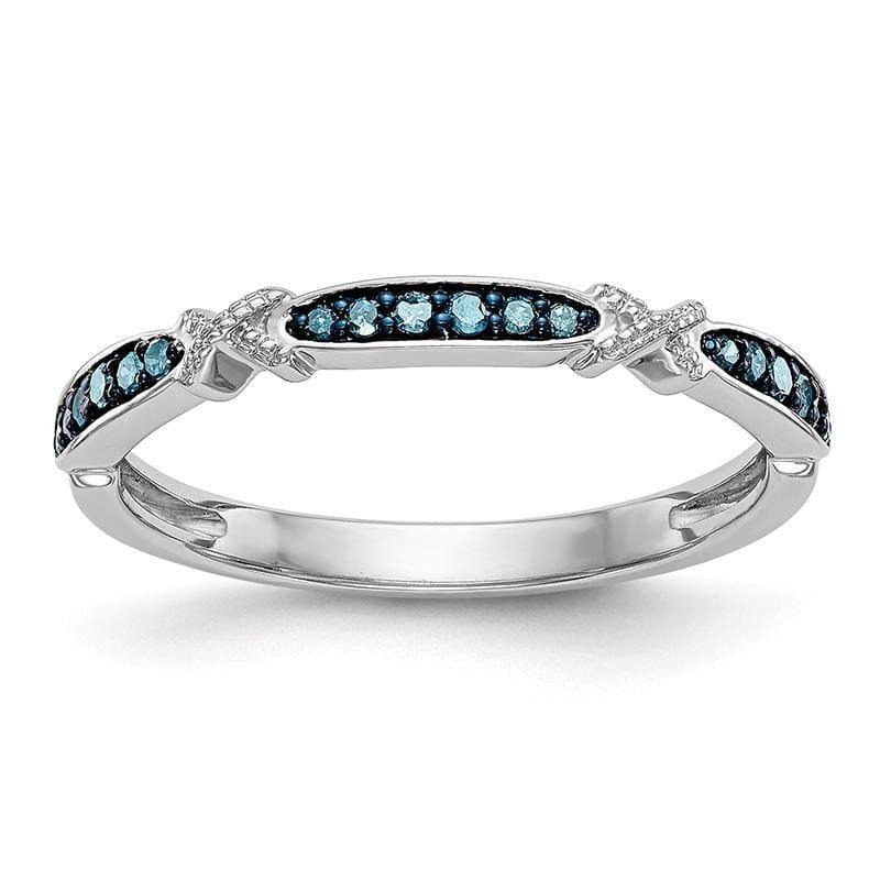 14k White Gold Blue Diamond Band - Seattle Gold Grillz