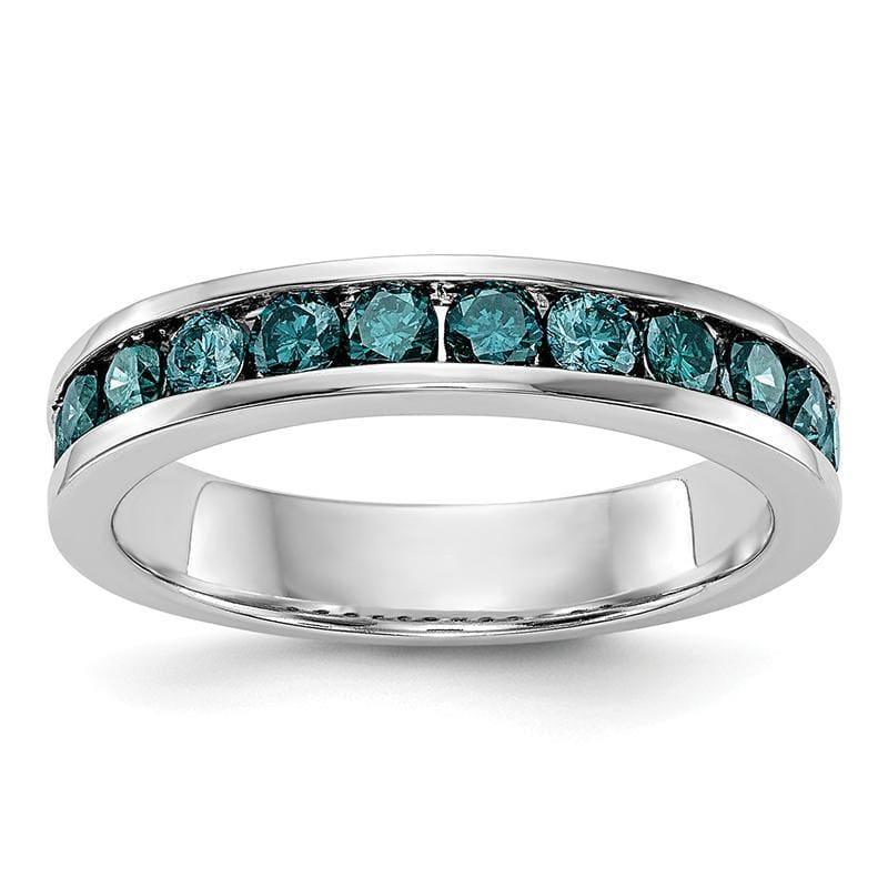 14k White Gold Blue Diamond Band - Seattle Gold Grillz