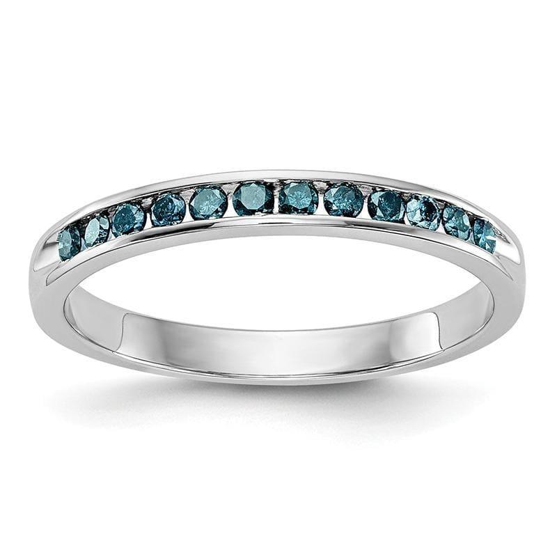 14k White Gold Blue Diamond Band - Seattle Gold Grillz