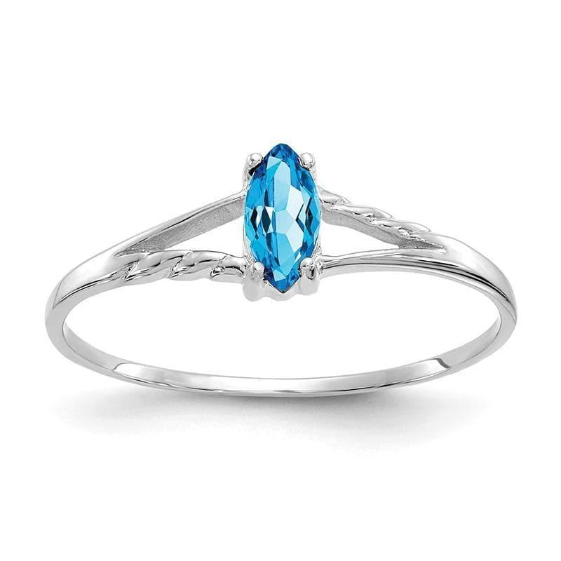 14k White Gold Blue Topaz Birthstone Ring - Seattle Gold Grillz