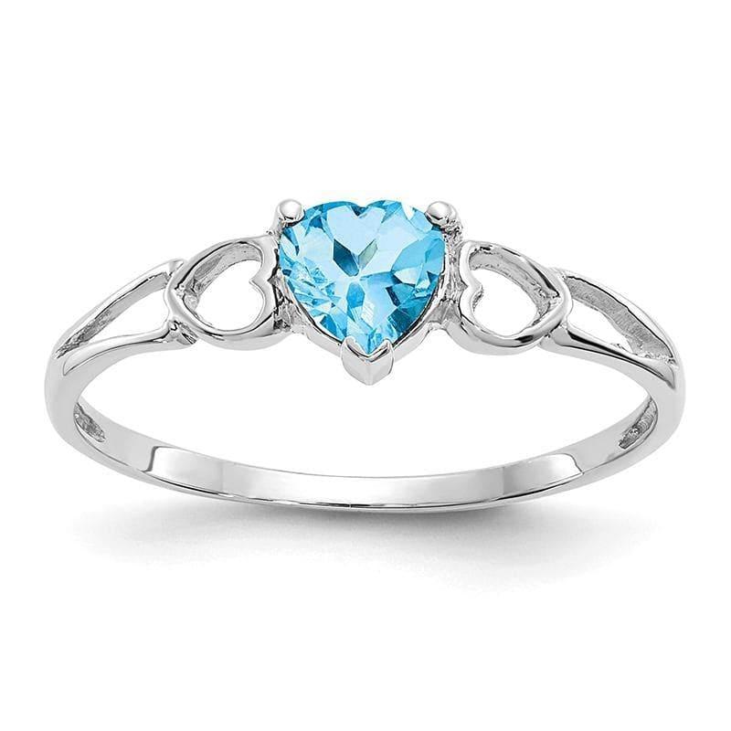 14k White Gold Blue Topaz Birthstone Ring - Seattle Gold Grillz