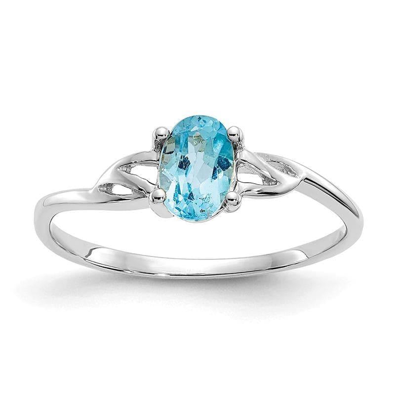 14k White Gold Blue Topaz Birthstone Ring - Seattle Gold Grillz