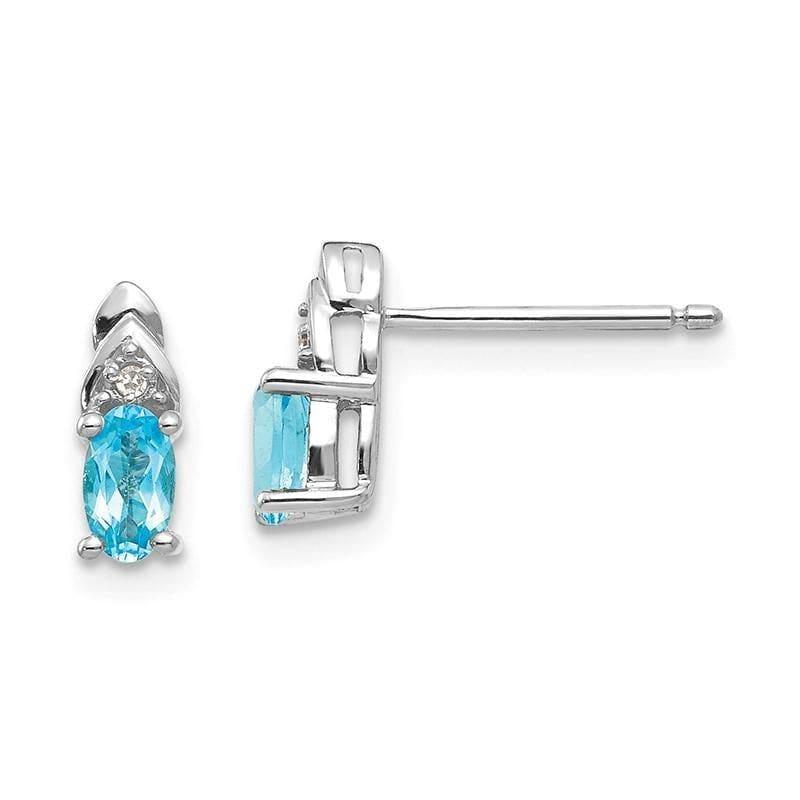 14k White Gold Blue Topaz Diamond Earring - Seattle Gold Grillz