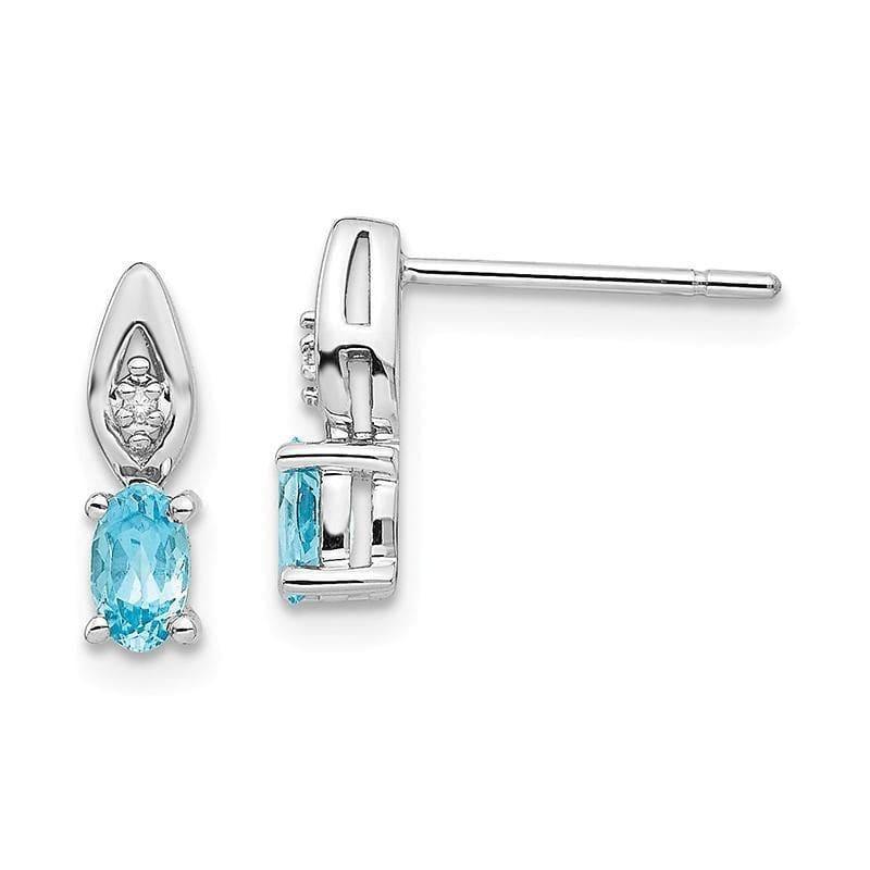 14k White Gold Blue Topaz Diamond Earring - Seattle Gold Grillz