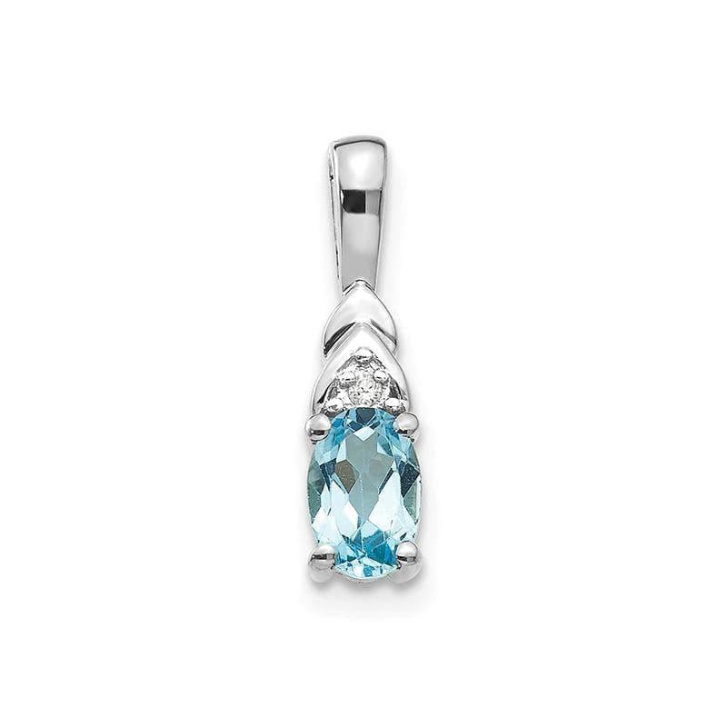 14k White Gold Blue Topaz Diamond Pendant - Seattle Gold Grillz