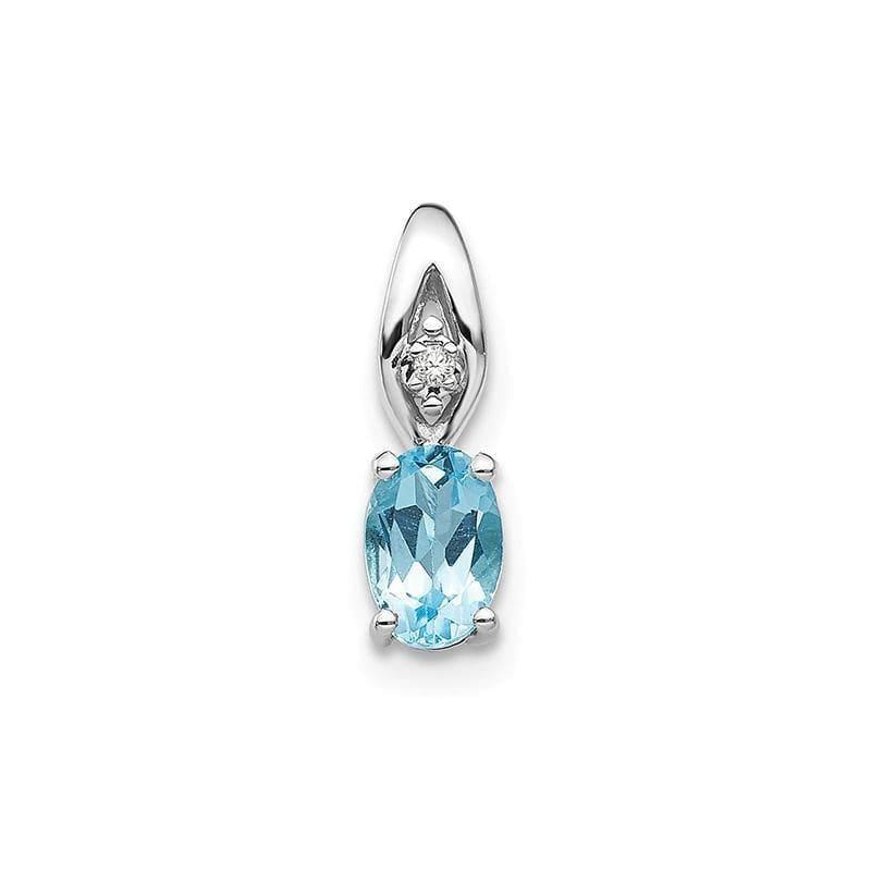 14k White Gold Blue Topaz Diamond Pendant - Seattle Gold Grillz