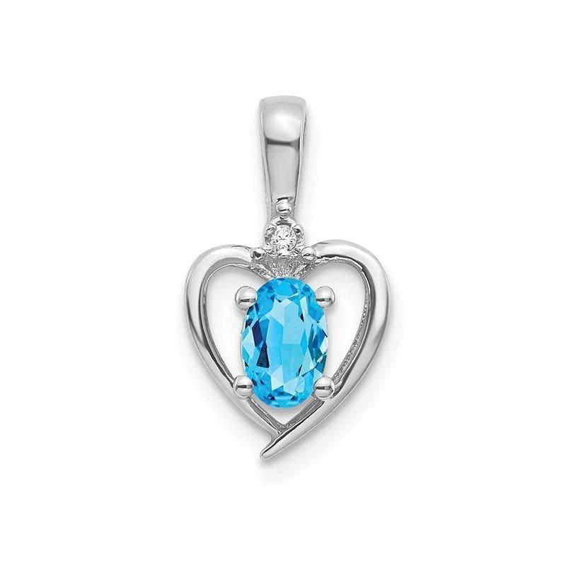 14k White Gold Blue Topaz Diamond Pendant - Seattle Gold Grillz