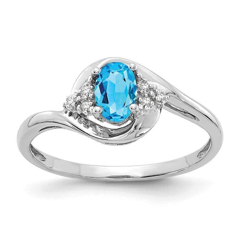 14k White Gold Blue Topaz Diamond Ring - Seattle Gold Grillz