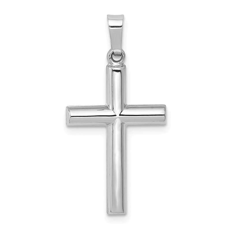 14K White Gold Brushed and Polished Hollow Latin Cross Pendant - Seattle Gold Grillz