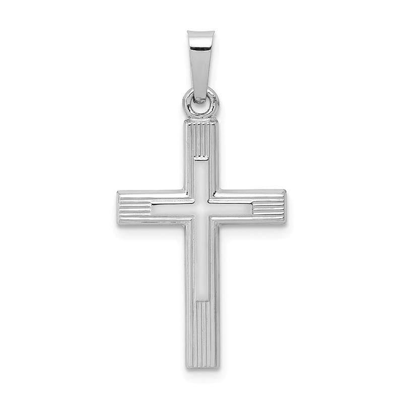 14K White Gold Brushed and Polished Latin Cross Pendant - Seattle Gold Grillz