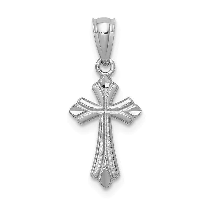 14k White Gold Budded Cross Charm - Seattle Gold Grillz