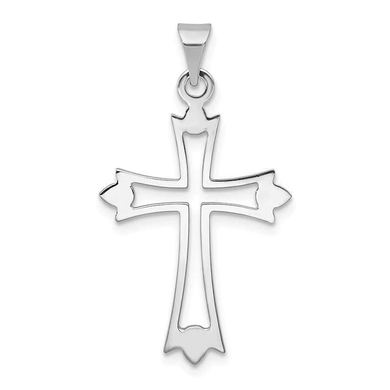 14k White Gold Budded Cross Pendant - Seattle Gold Grillz
