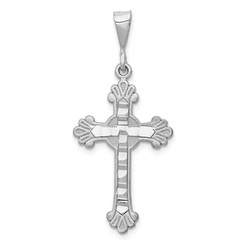 14k White Gold Budded Cross Pendant - Seattle Gold Grillz