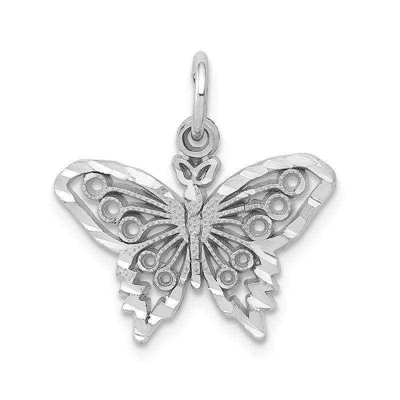 14k White Gold Butterfly Charm | Weight: 0.89grams, Length: 18mm, Width: 17mm - Seattle Gold Grillz