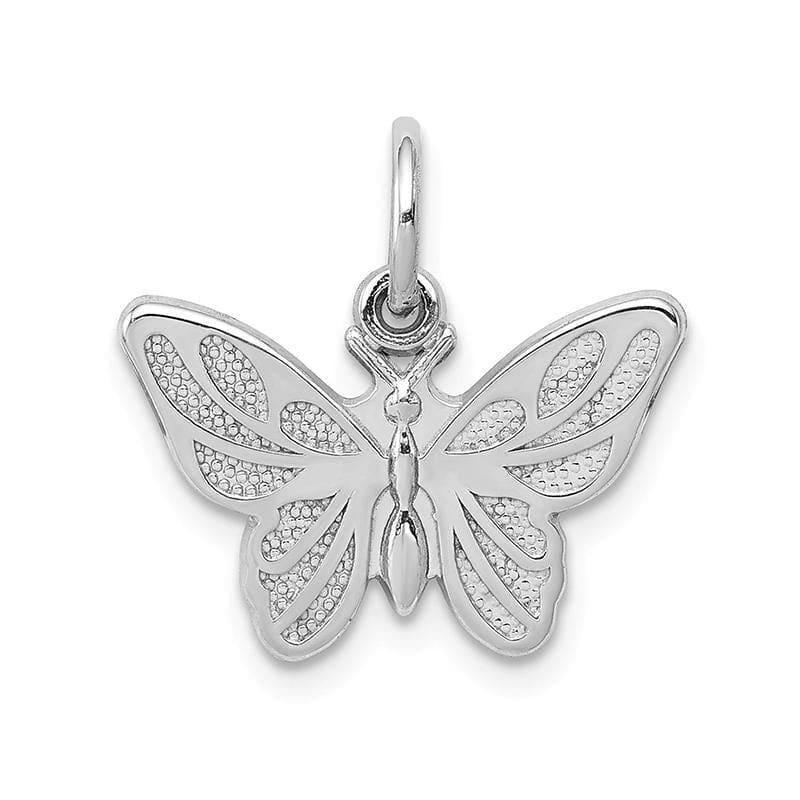 14k White Gold Butterfly Charm | Weight: 1.08grams, Length: 16mm, Width: 16.5mm - Seattle Gold Grillz