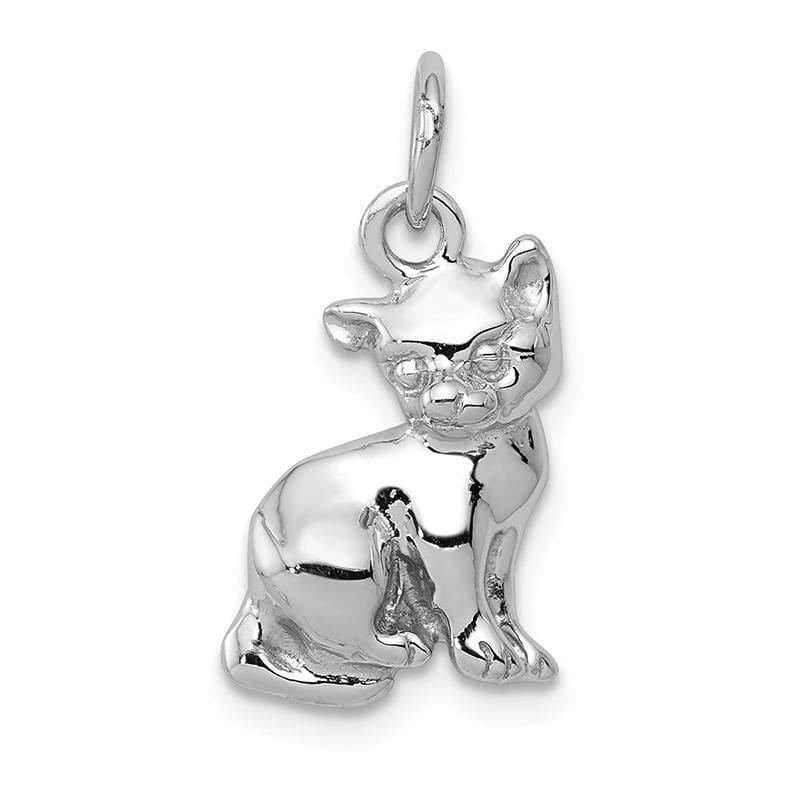 14k White Gold Cat Charm | Weight: 1.63grams, Length: 21mm, Width: 11mm - Seattle Gold Grillz