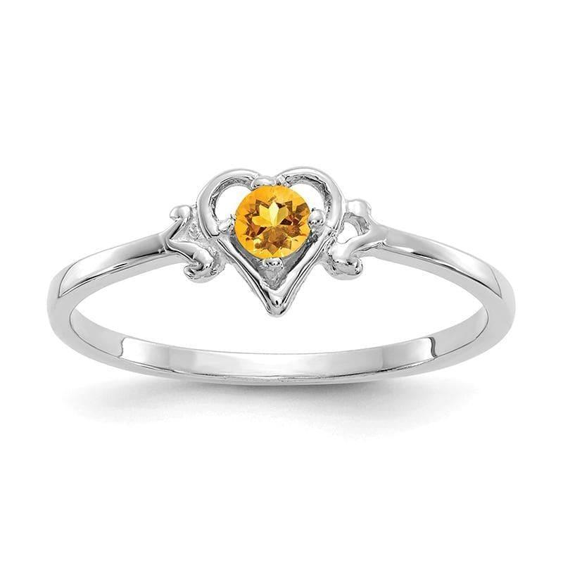 14K White Gold Citrine Birthstone Heart Ring - Seattle Gold Grillz