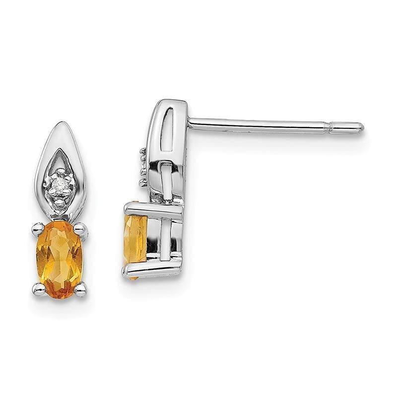 14k White Gold Citrine Diamond Earring - Seattle Gold Grillz