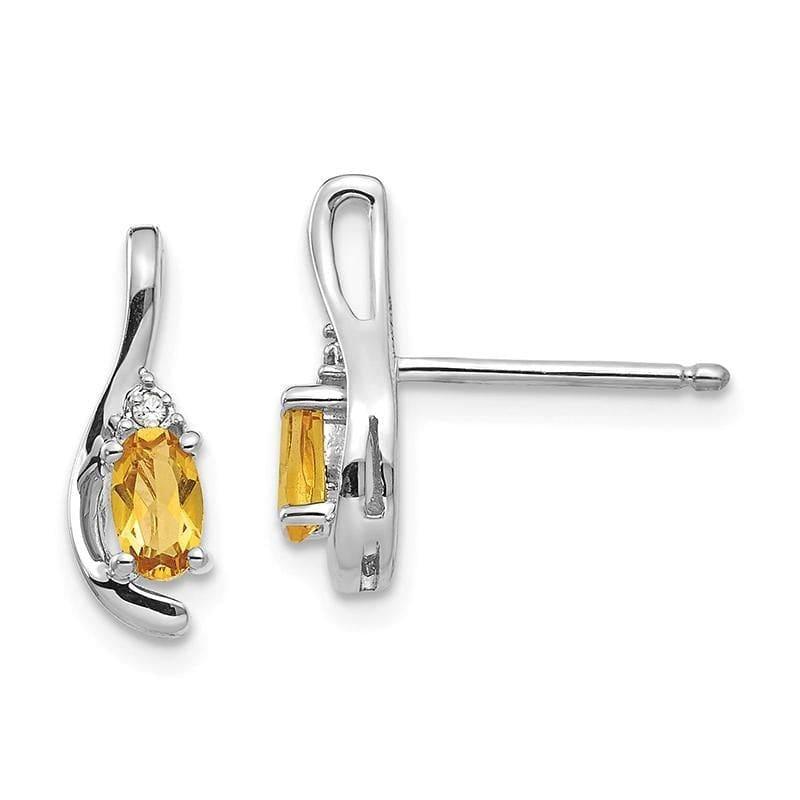 14k White Gold Citrine Diamond Earring - Seattle Gold Grillz