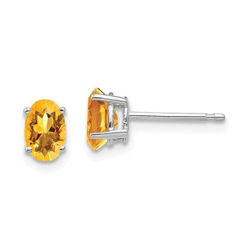 14k White Gold Citrine Oval Stud Earrings - Seattle Gold Grillz