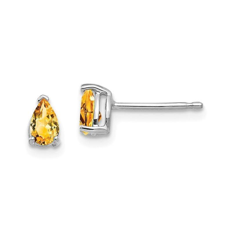 14k White Gold Citrine Pear Stud Earrings - Seattle Gold Grillz