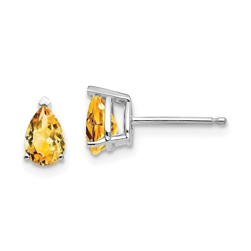 14k White Gold Citrine Pear Stud Earrings - Seattle Gold Grillz