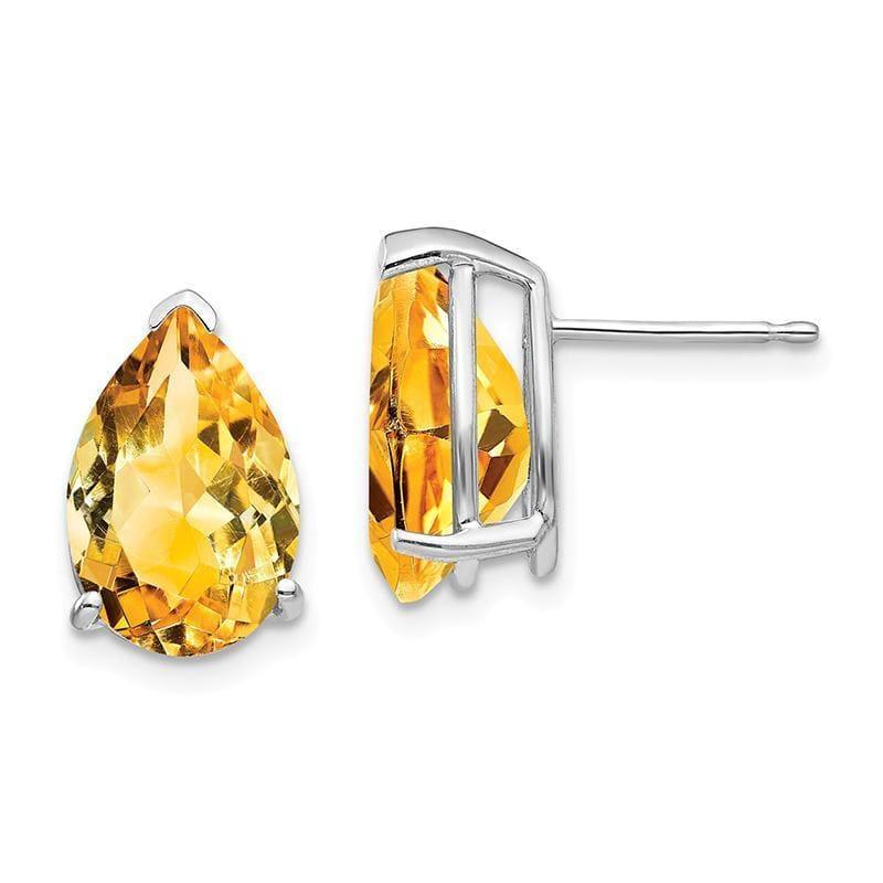 14k White Gold Citrine Pear Stud Earrings - Seattle Gold Grillz