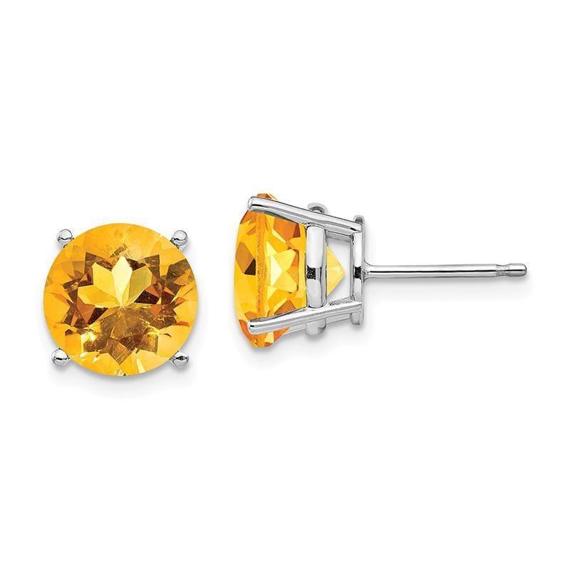 14k White Gold Citrine Round Stud Earrings - Seattle Gold Grillz