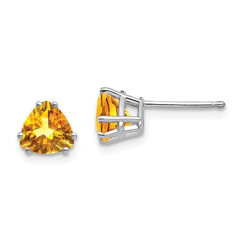 14k White Gold Citrine Trillion Stud Earrings - Seattle Gold Grillz