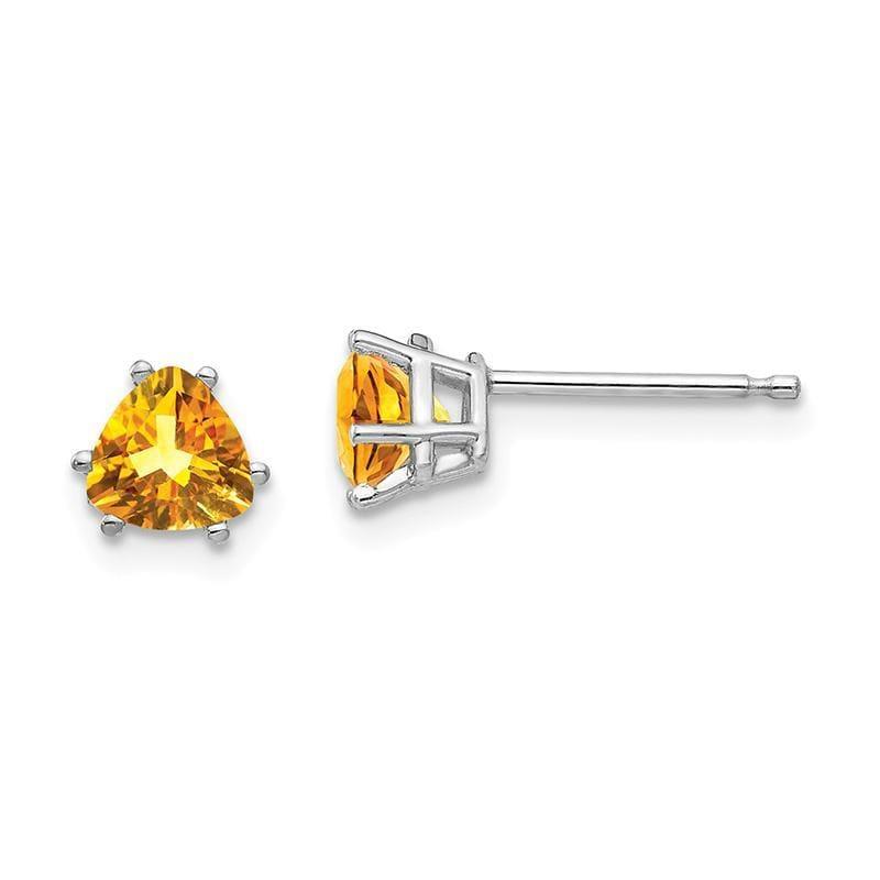 14k White Gold Citrine Trillion Stud Earrings - Seattle Gold Grillz