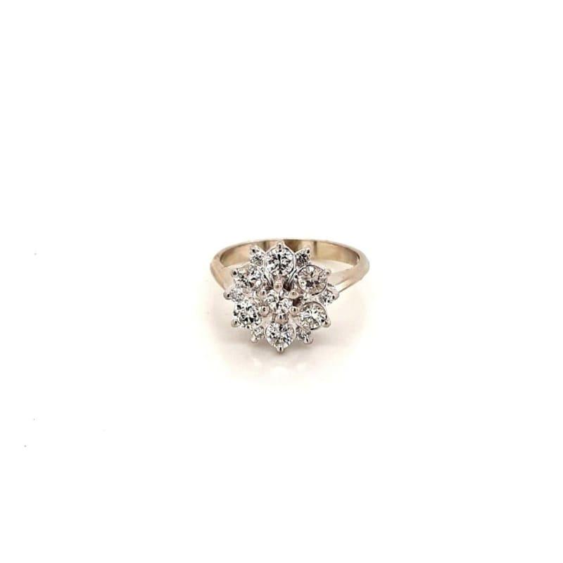 14k White Gold Cluster Diamond Ring - Seattle Gold Grillz