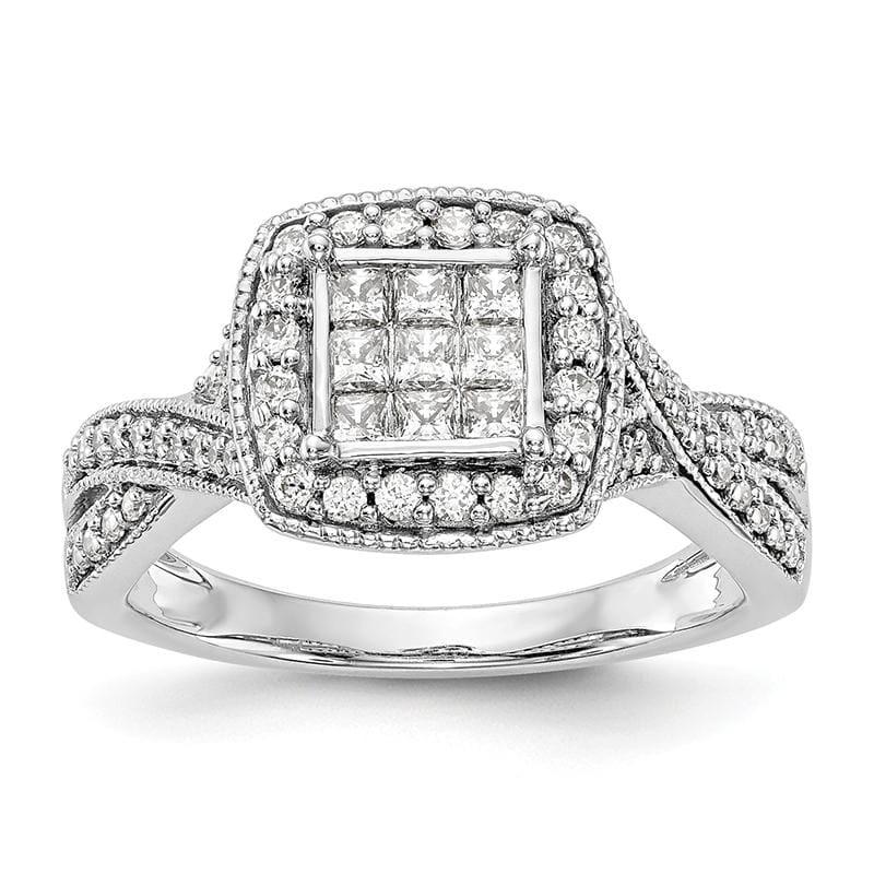 14K White Gold Complete Cluster Engagement Ring Mounting - Seattle Gold Grillz