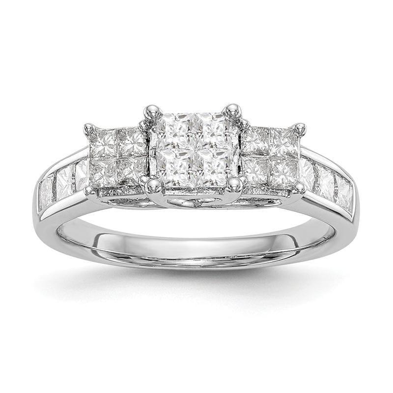 14K White Gold Complete Cluster Engagement Ring Mounting - Seattle Gold Grillz