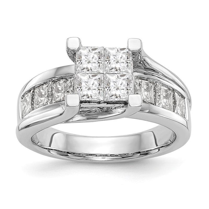 14K White Gold Complete Cluster Engagement Ring Mounting - Seattle Gold Grillz