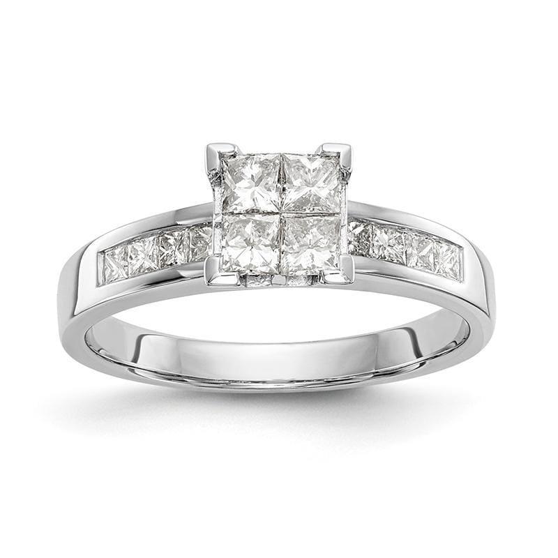 14K White Gold Complete Cluster Engagement Ring Mounting - Seattle Gold Grillz