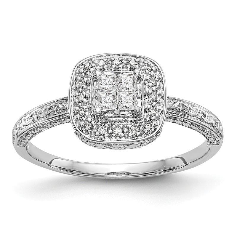 14K White Gold Complete Cluster Engagement Ring Mounting - Seattle Gold Grillz