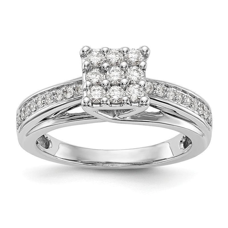 14K White Gold Complete Cluster Engagement Ring Mounting - Seattle Gold Grillz