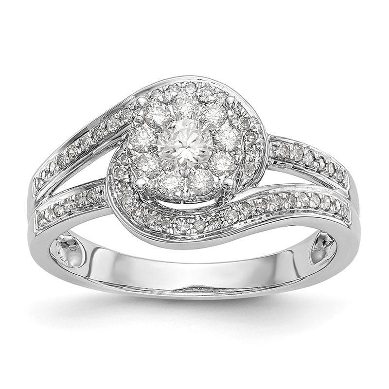 14K White Gold Complete Diamond Cluster Engagement Ring - Seattle Gold Grillz