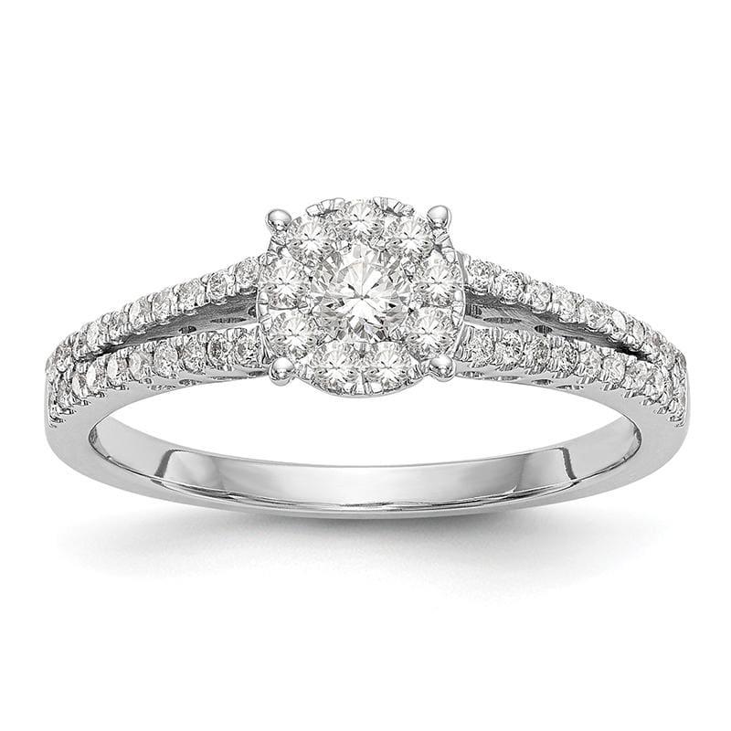 14K White Gold Complete Diamond Cluster Engagement Ring - Seattle Gold Grillz