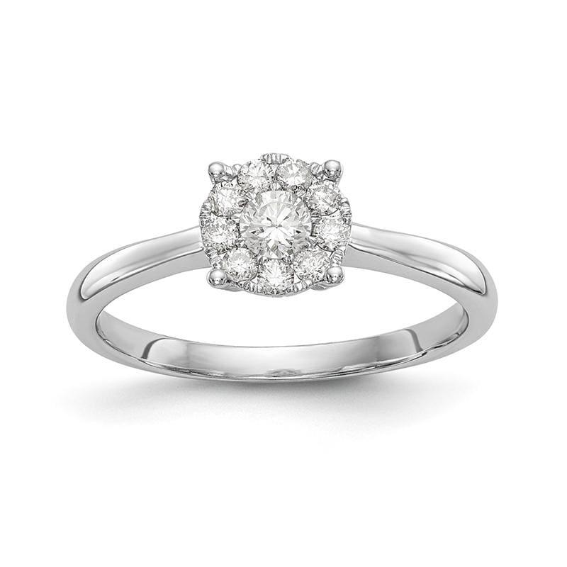 14K White Gold Complete Diamond Cluster Engagement Ring - Seattle Gold Grillz